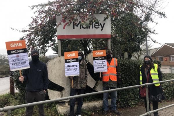 GMB members at Reading tile factory vote overwhelmingly for Strike Action over sackings of 'Marley Five'